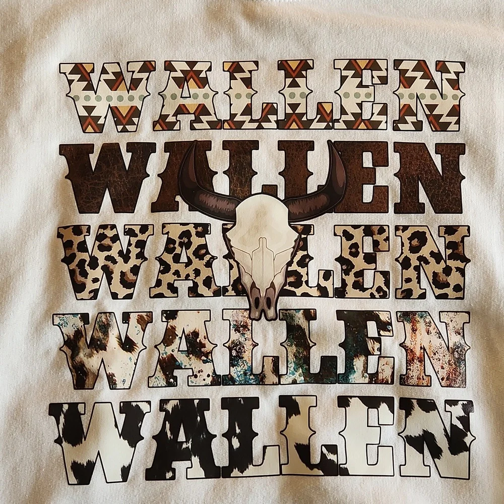 Morgan Wallen white crew neck sweatshirt womans size medium - Picture 4 of 6